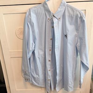 Guy Harvey casual dress shirt blue-white checked. Men’s large